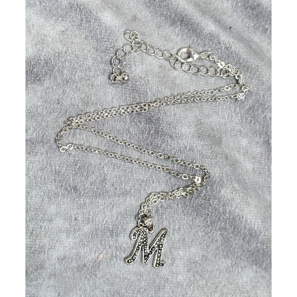 Casual M Initial Silver Tone Pendant Necklace - Picture 5 of 5